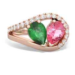 Emerald Nestled Heart Keepsake 14K Rose Gold ring R5650