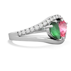 Emerald Nestled Heart Keepsake 14K White Gold ring R5650