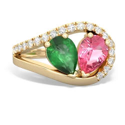 Emerald Nestled Heart Keepsake 14K Yellow Gold ring R5650