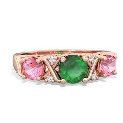 Emerald Hugs And Kisses 14K Rose Gold ring R5016