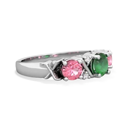 Emerald Hugs And Kisses 14K White Gold ring R5016