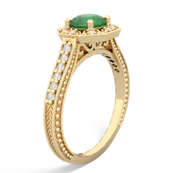 Emerald Art-Deco Starburst 14K Yellow Gold ring R5520