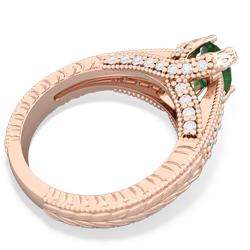 Emerald Antique Style Milgrain Diamond 14K Rose Gold ring R2028