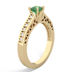 Emerald Art Deco Engagement 5Mm Round 14K Yellow Gold ring R26355RD