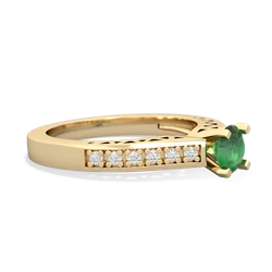 Emerald Art Deco Engagement 5Mm Round 14K Yellow Gold ring R26355RD