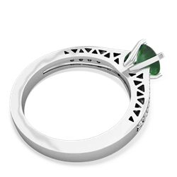 Emerald Art Deco Engagement 6Mm Round 14K White Gold ring R26356RD