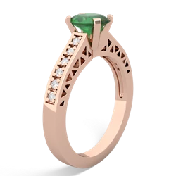 Emerald Art Deco Engagement 7X5mm Oval 14K Rose Gold ring R26357VL