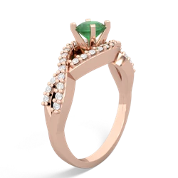 Emerald Diamond Twist 5Mm Round Engagment  14K Rose Gold ring R26405RD