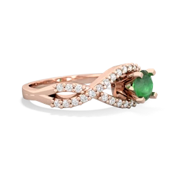 Emerald Diamond Twist 5Mm Round Engagment  14K Rose Gold ring R26405RD