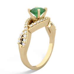 Emerald Diamond Twist 6Mm Round Engagment  14K Yellow Gold ring R26406RD