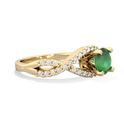 Emerald Diamond Twist 6Mm Round Engagment  14K Yellow Gold ring R26406RD