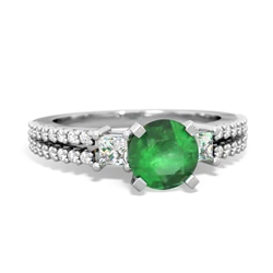 Emerald Classic 6Mm Round Engagement 14K White Gold ring R26436RD