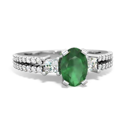 Emerald Classic 7X5mm Oval Engagement 14K White Gold ring R26437VL