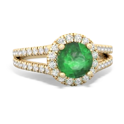 Emerald Pave Halo 14K Yellow Gold ring R5490