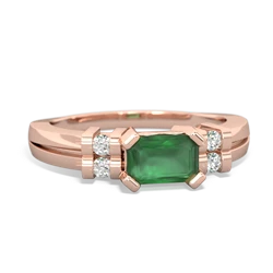 Emerald Art Deco East-West 14K Rose Gold ring R2590