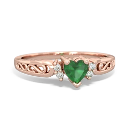 Emerald Filligree Scroll Heart 14K Rose Gold ring R2429