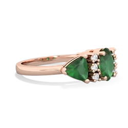 Emerald Antique Style Three Stone 14K Rose Gold ring R2186