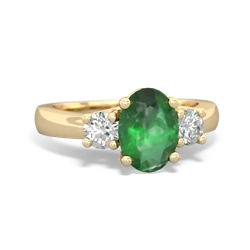 Emerald Diamond Three Stone Oval Trellis 14K Yellow Gold ring R4024