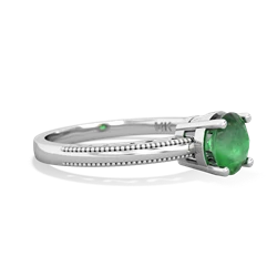 Emerald Milgrain Filigree 14K White Gold ring R5090