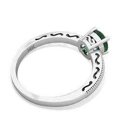 Emerald Milgrain Filigree 14K White Gold ring R5090