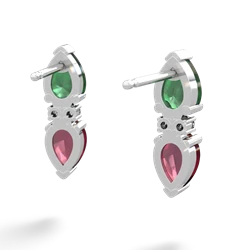 Emerald Bowtie Drop 14K White Gold earrings E0865