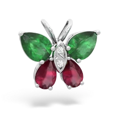 Emerald Butterfly 14K White Gold pendant P2215