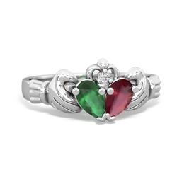 Emerald 'Our Heart' Claddagh 14K White Gold ring R2388