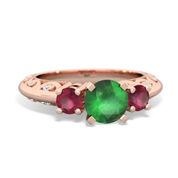 Emerald Art Deco Eternal Embrace Engagement 14K Rose Gold ring C2003