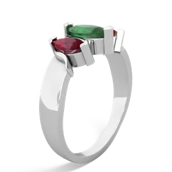 Emerald Three Peeks 14K White Gold ring R2433