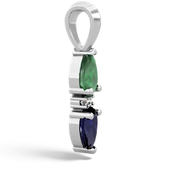 Emerald Bowtie Drop 14K White Gold pendant P0865