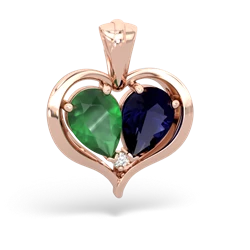 Emerald Two Become One 14K Rose Gold pendant P5330