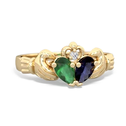 Emerald 'Our Heart' Claddagh 14K Yellow Gold ring R2388