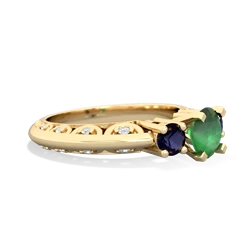 Emerald Art Deco Eternal Embrace Engagement 14K Yellow Gold ring C2003