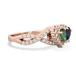 Emerald Diamond Twist 'One Heart' 14K Rose Gold ring R2640HRT