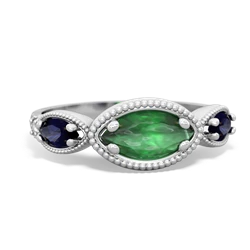 Emerald Milgrain Marquise 14K White Gold ring R5700