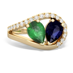 Emerald Nestled Heart Keepsake 14K Yellow Gold ring R5650