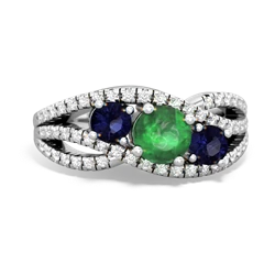 Emerald Three Stone Aurora 14K White Gold ring R3080