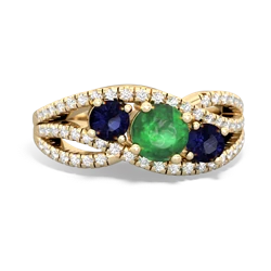 Emerald Three Stone Aurora 14K Yellow Gold ring R3080