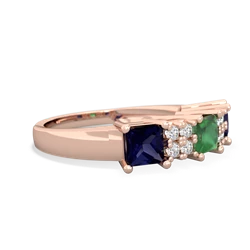 Emerald Three Stone Diamond Cluster 14K Rose Gold ring R2592