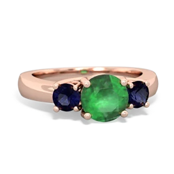 Emerald Three Stone Round Trellis 14K Rose Gold ring R4018