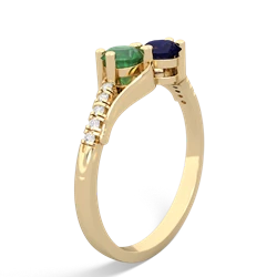 Emerald Infinity Pave Two Stone 14K Yellow Gold ring R5285