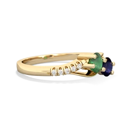 Emerald Infinity Pave Two Stone 14K Yellow Gold ring R5285