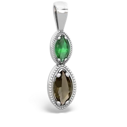 Emerald Antique-Style Halo 14K White Gold pendant P5700