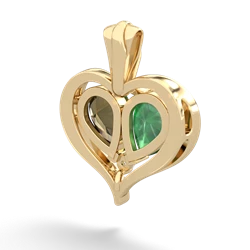 Emerald Two Become One 14K Yellow Gold pendant P5330