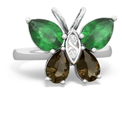 Emerald Butterfly 14K White Gold ring R2215