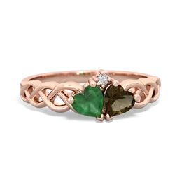 Emerald Heart To Heart Braid 14K Rose Gold ring R5870