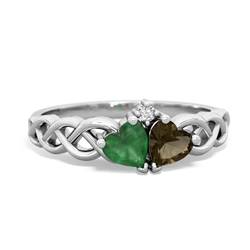 Emerald Heart To Heart Braid 14K White Gold ring R5870