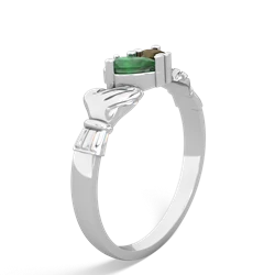 Emerald 'Our Heart' Claddagh 14K White Gold ring R2388