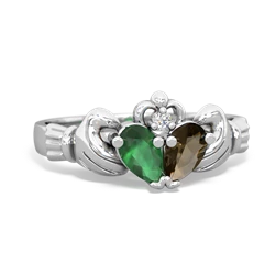 Emerald 'Our Heart' Claddagh 14K White Gold ring R2388