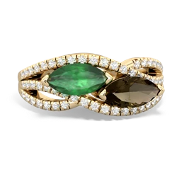 Emerald Diamond Rivers 14K Yellow Gold ring R3070